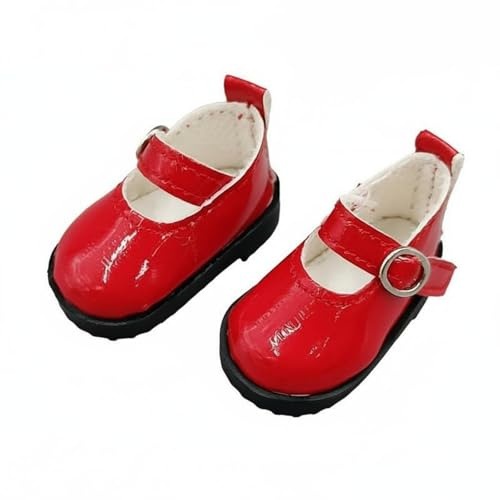 MotiveTech bjd Puppenschuhe niedriger Absatz 30 cm Puppenschuhe handgefertigt Gelenkpuppen Schuhe für Mädchen, Puppensammler , Rot