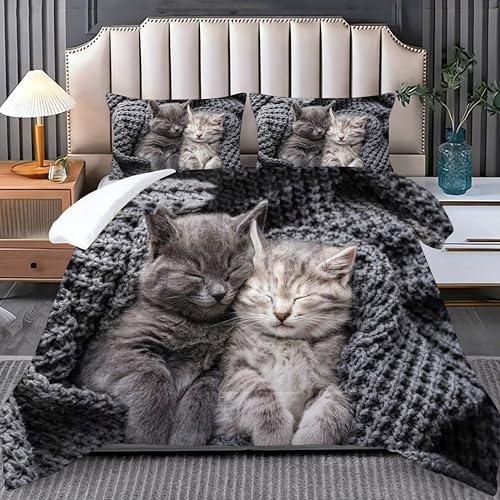 Bedding Bettdecke, 3D Druck Mikrofaser 4 Jahreszeiten Bettdecke, Warme Ganzjahresdecke Bettdecken, ohne Bezug Waschbar Schlafdecke mit 2 Kissenbezug 80x80cm (D, 135x200cm)