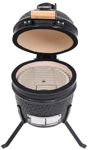 Lumanois Barbecue Affumicatore 2 in 1 Kamado in Ceramica 56 cm Nero, Casa e Giardino,Cucina e Pranzo,Elettrodomestici,Barbecues, 20kg-316093