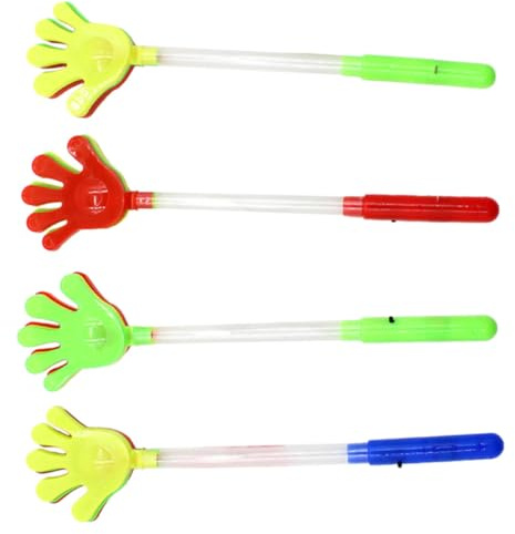 PAMINGONO 4pcs Luminous Hand Clappers Plastic Party Noise Makers with Loud Noise and Glowstick Effect Suitable for New Year and Party Supplies Random Color