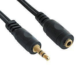 World of Data - 10m 3.5mm Jack Extension Cable - - 24k Gold Plated - Audio - Stereo - Male to Female - Black coloured