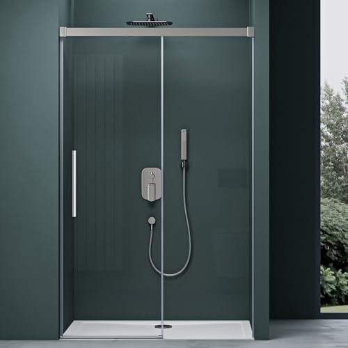 Mai&Mai Paroi de Douche en niche 100x190cm Pare Douche Transparent avec Porte Coulissante en Verre ESG avec Revêtement NANO Easy Clean T12