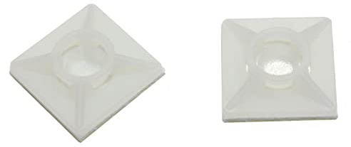 100x Enchufe adhesivo para Brida para cables 20x20mm Blanco natural Autoadhesivo