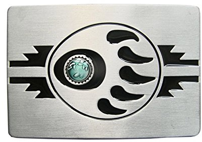 Schnalle123 Gürtelschnalle Indie Indianer Bärenpfote Pfote 3D Optik für Wechselgürtel Gürtel Schnalle Buckle Modell 46