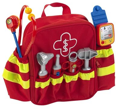 Theo Klein 4314 Rettungsrucksack | Mit Stethoskop, Spritze und vielem mehr | Elektronischer Blutdruckmesser mit Sound | Maße: 28 cm x 25 cm x 8,5 cm | Spielzeug für Kinder ab 3 Jahren