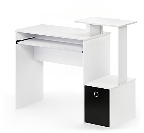 Furinno Econ Multipurpose Home Office Escritorio, Tabla de Madera aglomerada, Blanco/Negro, 40.01 x 40.01 x 86.61 cm