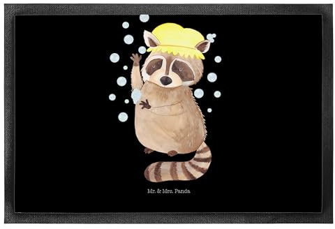 Mr. & Mrs. Panda 50 x 75 cm Fußmatte Waschbär - Geschenk, Schmutzfangmatte, waschen, Tagträumen, Fußmatten, Gute Laune, Eingangsteppich, Tiere,