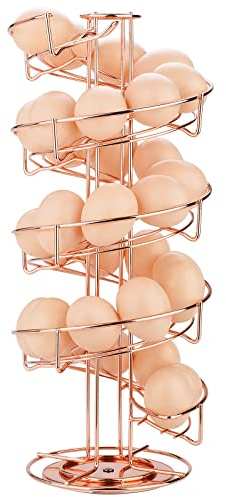 Toplife Eierspender, Eierspirale Edelstahl spiralförmiges Design, Eierständer Aufbewahrung für ca. 30 – 36 Eier, Rotgold