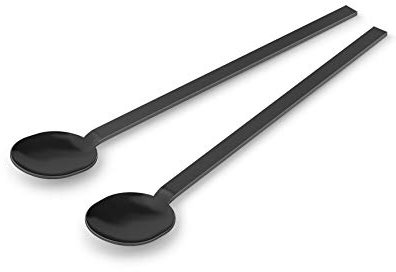 ZACK Menoa Cucchiaio per Latte Macchiato, Acciaio Inossidabile 18/10 Nero