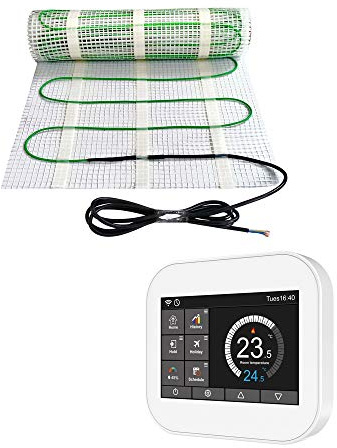 Elektrische Fußbodenheizung 200Watt WiFi Thermostat Elektrisch TWIN Technologie, Größe der Fläche:1.5 m² (ID5315), Thermostat:weiß