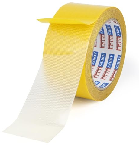 ADHES Nastro biadesivo per tappeti, nastro adesivo per moquette, pavimento in legno, antiscivolo, multiuso, senza residui, 2 inch x 10 yard, 1 rotolo, marrone