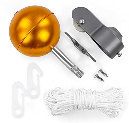 normani Fahnenmastkit Zubehör | Fahnenmast Teile | Ersatz und Reparatur - Set bestehend aus Seil, Kunststoffklammern, Mastkugel, Riemenscheibe, Klampe