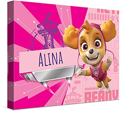 PICANOVA – PAW Patrol Skye Kunstdruck – 40x30cm – Druck auf Leinwand – Personalisierte Wandbilder – Baby–Geschenk Leinwandbild – PAW Patrol Kollektion