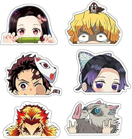 Demon Slayer Auto Aufkleber Set – 6er-Pack Anime Sticker 14 cm – Nezuko, Tanjiro, Zenitsu & Co. – Wetterfest & langlebig – Ideal für Fans, Auto, Laptop, Motorrad