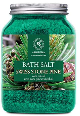 Swiss Stone Pine Bath Salt 1300 g - Natural Swiss Stone Pine Essential Oil - Pinus Cembra - Natural Bath Sea Salt - Coniferous Salt - Body Care - Beauty - Bath Soak - Bathing - Aromatherapy
