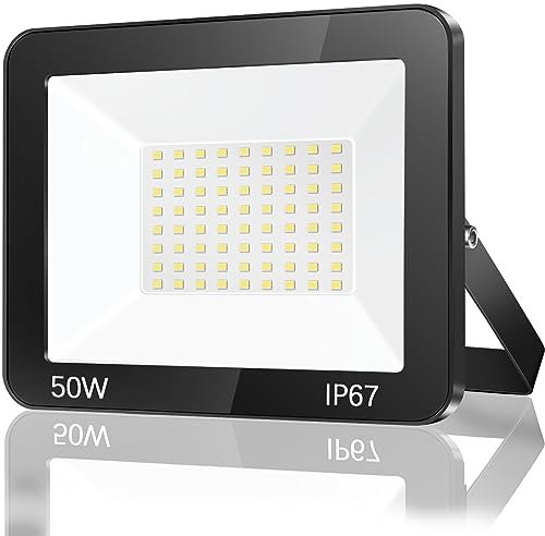 TASINUO Projecteur LED Exterieur 50W, IP67 Imperméable Spot LED Extérieur, 5000LM 7000K Blanc Froid Eclairage de Sécurité, Luminaire Exterieur Pour Patio, Terrasse, Jardin, Garage, Usine