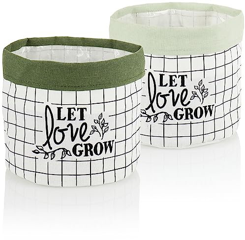 com-four® 2x maceteros - caja de almacenamiento para cosméticos, juguetes, toallas - cesta de almacenamiento para el baño, el pasillo - tapa de maceta, cesta de tela - organizador (2tlg. - grün)