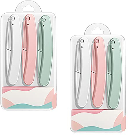 6PCS Fold Eyebrow Razors Microblading Blades Face Shavers for Women Dermaplaning Blades Trimmer Facial Razors for Women Peach Fuzz Dermaplaning Blades Tool Kit Eyebrow Shapers for Women and Men