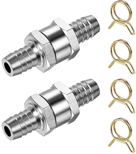 2 Stück 6mm rückschlagventil, Kraftstoff Rückschlagventil, Aluminium Rückschlagventil mit 8mm Federklammer, für Benzin Dieselöl Wasser, Vergaser- und Niederdruck-Kraftstoffsysteme.