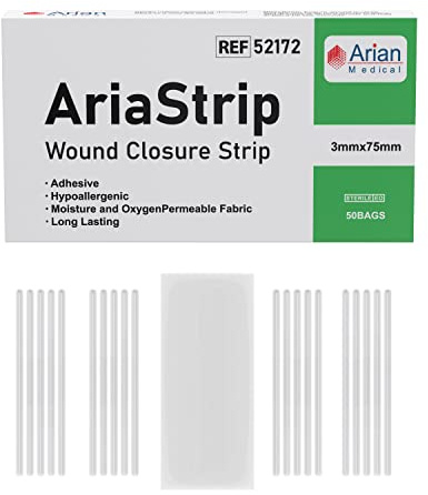 Ariastrip 3mm x 75mm 250 Sterile Skin Wound Closure Suture Strips for Incisions, Cuts and Lacerations