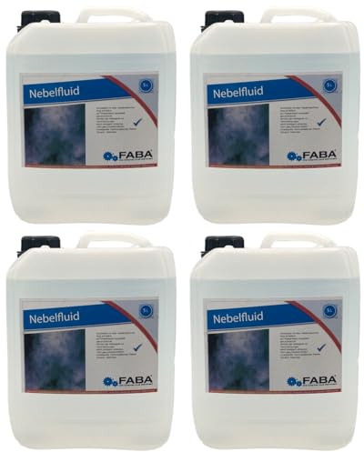 FABA Smoke Fluid Nebelfluid Nebel-Fluid für Nebelmaschine, Laser- und Lichtshow 4 x 5 L inkl. Ausgießer