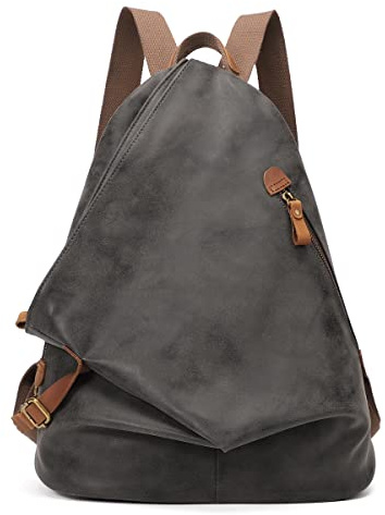 Retro Segeltuch Rucksack PU Vintage Rucksäcke Echtleder Daypack Reisetasche Schulterrucksack für Herren Damen
