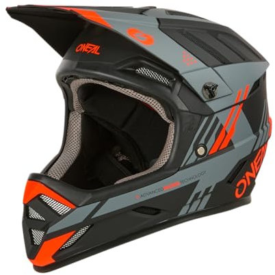 O'NEAL | Mountainbike-Helm | MTB Downhill | Robustes ABS, Ventilationsöffnungen zur Kühlung, ABS Außenschale | Backflip Helmet Strike V.24 | Erwachsene | Grau Schwarz Rot | Größe XL