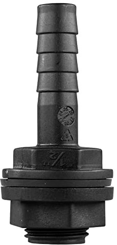 Garden Water Tank Overflow Vent with Barbed Linking Pipe Connector, Nut & Washer, Fits 1/2 BSP Thread & Hose, Rain Capture Tank IBC Water Extraction Duct