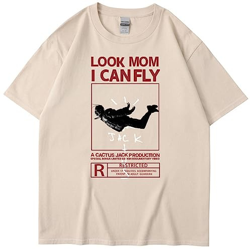 Silver Basic Travis×Ky Jack Astroworld Hiphop Summer Tee Mens Sportive Casual Traspiranti Look Mom I Can Fly Maglietta a Maniche Corte Unisex