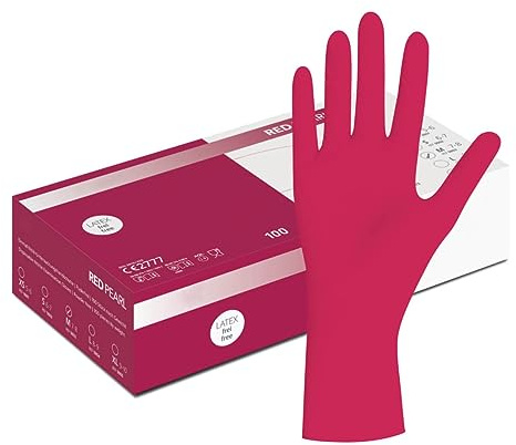 Nitrilhandschuhe in Gr. L | 100 Stück Rot | Nitril Einweghandschuh Einzelhandschuhe in praktischer Spenderbox | Ideal für Hygienebereiche - wie Lebensmittelbranche, Kosmetik UVM. | latexfrei (L)