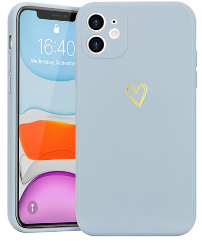 Lafunda Handyhülle Kompatibel mit iPhone 11 Mädchen Hülle | Ultra Dünn Silikonhülle süß Liebesherz Schutzhülle stoßfest Case Bumper Back Cover mit Fallschutz für iPhone 11 Hellblau