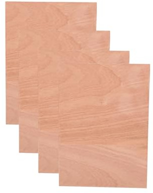 4 Stück A4 Sperrholzplatte, 297mm x 215mm x 3mm Dünne Holzplatten (+/- 0.2mm) Holz Sperrholz Platte für DIY Handwerk Holz Mini Haus Boot Flugzeug Modell