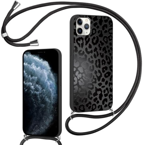 Foonary Handyband Hülle mit Band für iPhone 11 Pro Max 6,5 Handyhülle, Leopard Design Kette Necklace Case mit Kordel zum Umhängen Silikon Schutzhülle Cover Schnur für iPhone 11 Pro Max
