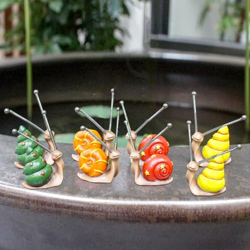 Recitem Gartendekoration Schnecken Dekoration 4 Stück,Statue, Home Balkon Dekoration, Figur Kawaii Geschenke für Frauen/Mama Deko für Zimmer Terrasse für Auto Büro Hof, Kunst, Rasen, Terrasse (2 Set)