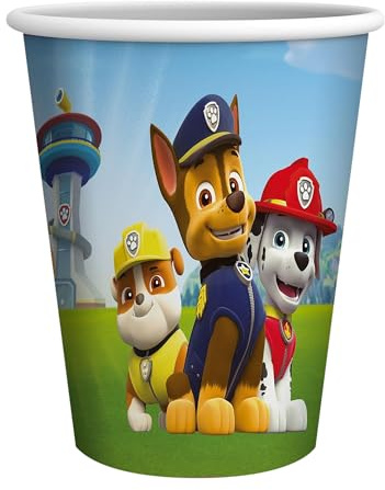 Party Factory Paw Patrol Lot de 8 gobelets en papier pour anniversaire d'enfant ou fête à thème, 250 ml