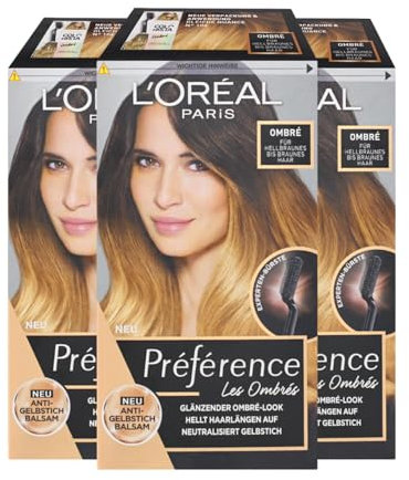 3 x L'Oreal Paris Préférence Ombré Permanente Haarfarbe Hellbraunes-Braunes Haar