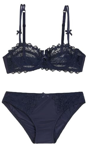 Transparenter Spitzen-BH für Damen Bügel ungefüttert 3/4 Körbchen durchsichtige BHS sexy stützender Balconette-BH
