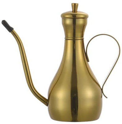 BYWXW Oliven Essig Ölspender,Edelstahl Ölkännchen Ölbehälter Ölflasche Ölaufbewahrung Zutatenspender ideal zum Gießen und Dosieren von Olivenöl und anderen Flüssigkeiten(Size:250ML,Color:Gold)
