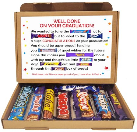 Personalised Well Done in Exam Treat Box/ SATS/ GCSES/ A Levels Well Done Treat Letterbox Gift Hug in a Chocolate Poem Unique - Graduation - We/ Us