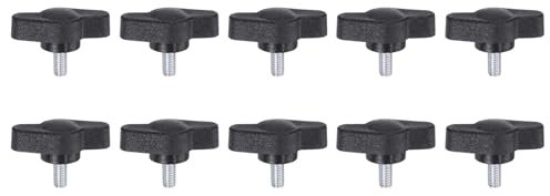 QUARKZMAN 10Pcs Vis de Serrage Étoile Vis à Oreilles M4 x 8mm Filetage Mâle Standard Boutons en Plastique T/Z Poignées Réglables Poignées de Serrage à Main Vis à Oreilles, Noires