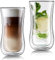 Joeyan 400ml Double Walled Drinking Glasses for Coffee Latte Cappuccino Macchiato Tea Mulled Wine Beer, Clear Insulated Thermal Glass Cups for Hot Cold Drinks, Tall Borosilicate Tumblers, Set of 2