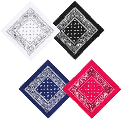 TRKETK 4 Stück Bandana Damen und Herren Paisley Pattern Multifunktionale Kopftücher Headwear Haar Schal Ansatz Handgelenk Dreickstuch Schal Verschiedene Jeans Taschentücher für Männer und Frauen