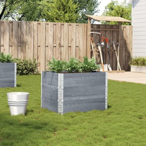 Sufrk Jardinière Gris 80x60 cm Bois Massif de pin Jardiniere sur Pieds,Bac avec Treillis,Jardiniere Terrasse