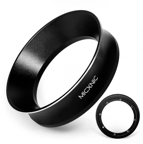 MICXNIC Embudo dosificador de 54 mm, anillo dosificador de espresso con 8 imanes, embudo dosificador de café de 2 cm más alto para portafiltro de 54 mm, accesorios de aluminio para máquina barista,
