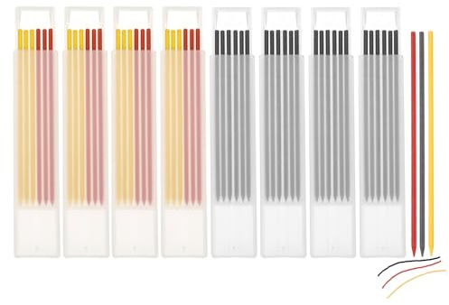 QUARKZMAN 48Stück Bleistiftminen Tischler Bleistift Ersatzminen 2,8mm Solide Tieflochmarker Minen Bleistiftminen Konstruktion Bleistift Ersatz für Zimmermannsbleistift,Schwarz,Rot,Gelb