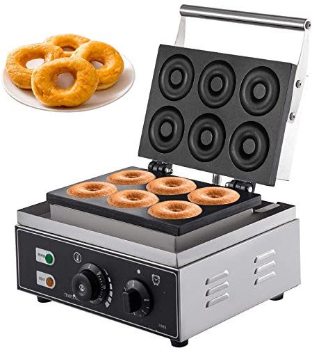 ZHJOPP Commercial Mini Donut Maker Machine, Small Donut Snack Machine Makes 6 Doughnuts with Delish Recipes, Electric Doughnut Machine 1550W, Teflon-Coating