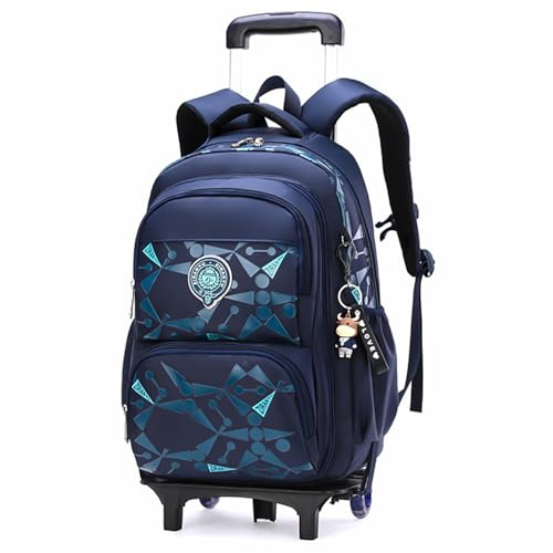 Voici et Voila Rucksack mit Rollen Kinder Schultasche Jungen Schulrucksack mit Rollen Teens Trolley Rucksack Jungen 6-10 Jahre Schulranzen Kinder 46x31x20cm