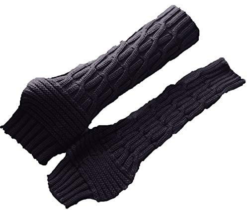 Suspender Belt Red Patent Knitted Fashion Flowers Fingerless Casual Winter Gloves Latex Gloves Long, darkgray, One Size