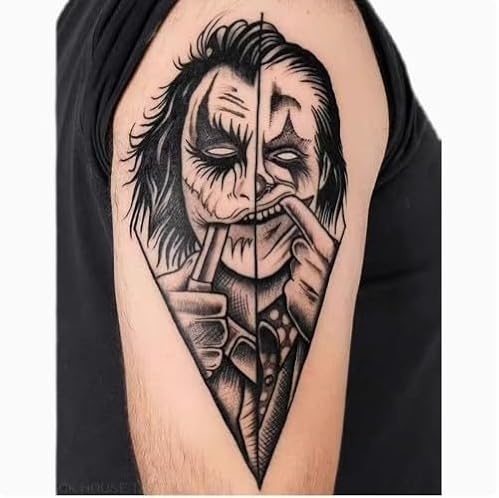 2Pcs Herbal Temporary Tattoos Stickers Fake Tattoos Juice Women And Men Semi-Permanent Non-Reflective Waterproof Lasting 2 Weeks European And American Clown