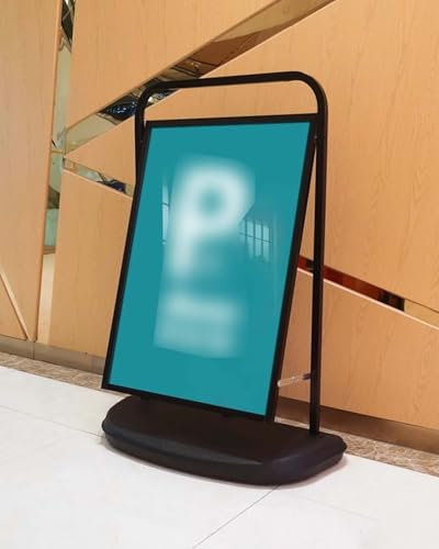Blazea Plakatständer Wetterfester Schilderhalter für Den Bürgersteig, Robuster Plakatständer aus Metall für Den Außenbereich, Gewichteter Display-Schildständer mit Wassereinspritzung und Rädern